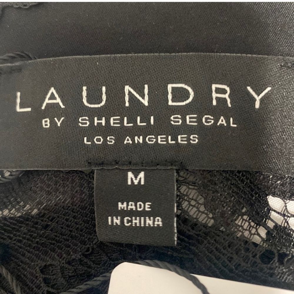 NWT Laundry by Shelli Segal Black Lace Collared Lined Top Women Size M - Picture 4 of 13